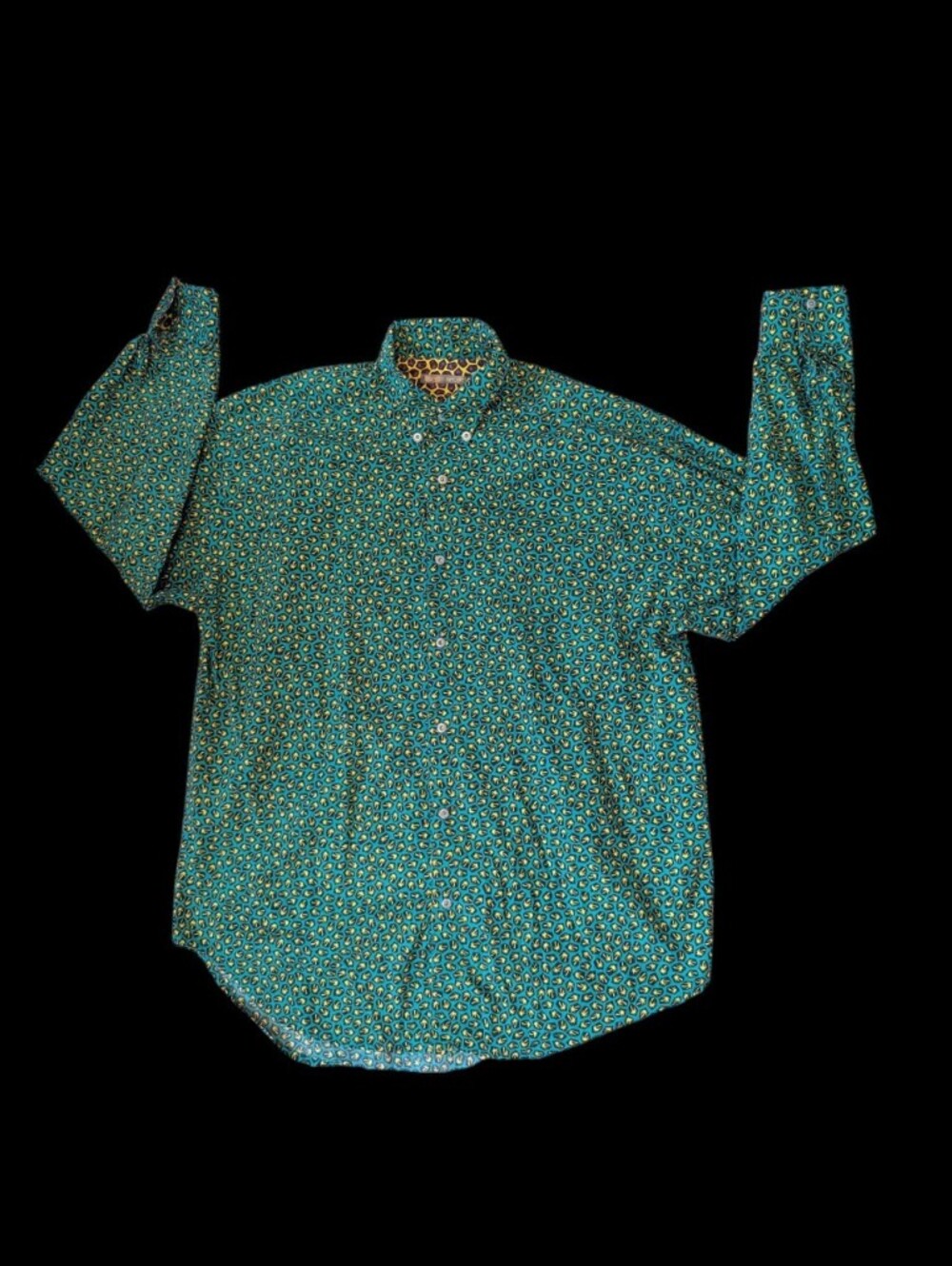 Esprit Palm Printed Button Down Shirt in Teal & Yellow